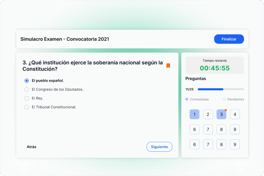 Simulacros de examen en tiempo real