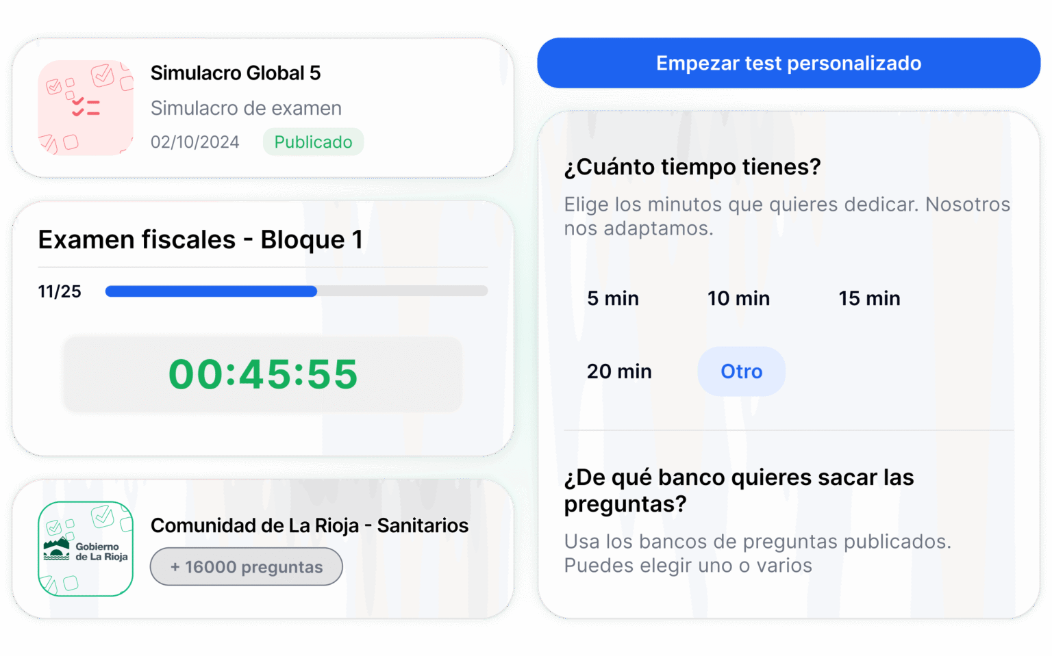 Simulacros, test y exámenes personalizados para aprobar las oposiciones de salud de La Rioja